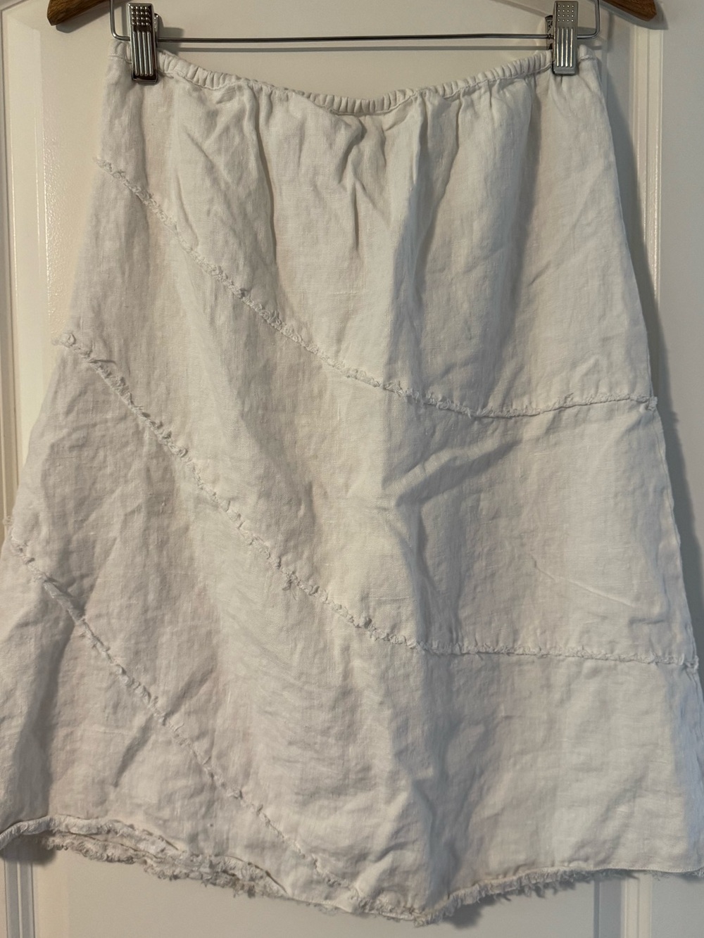 Chico's White Linen A-Line Midi Skirt